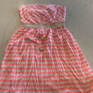 Roxy Coral and White Strapless Dress